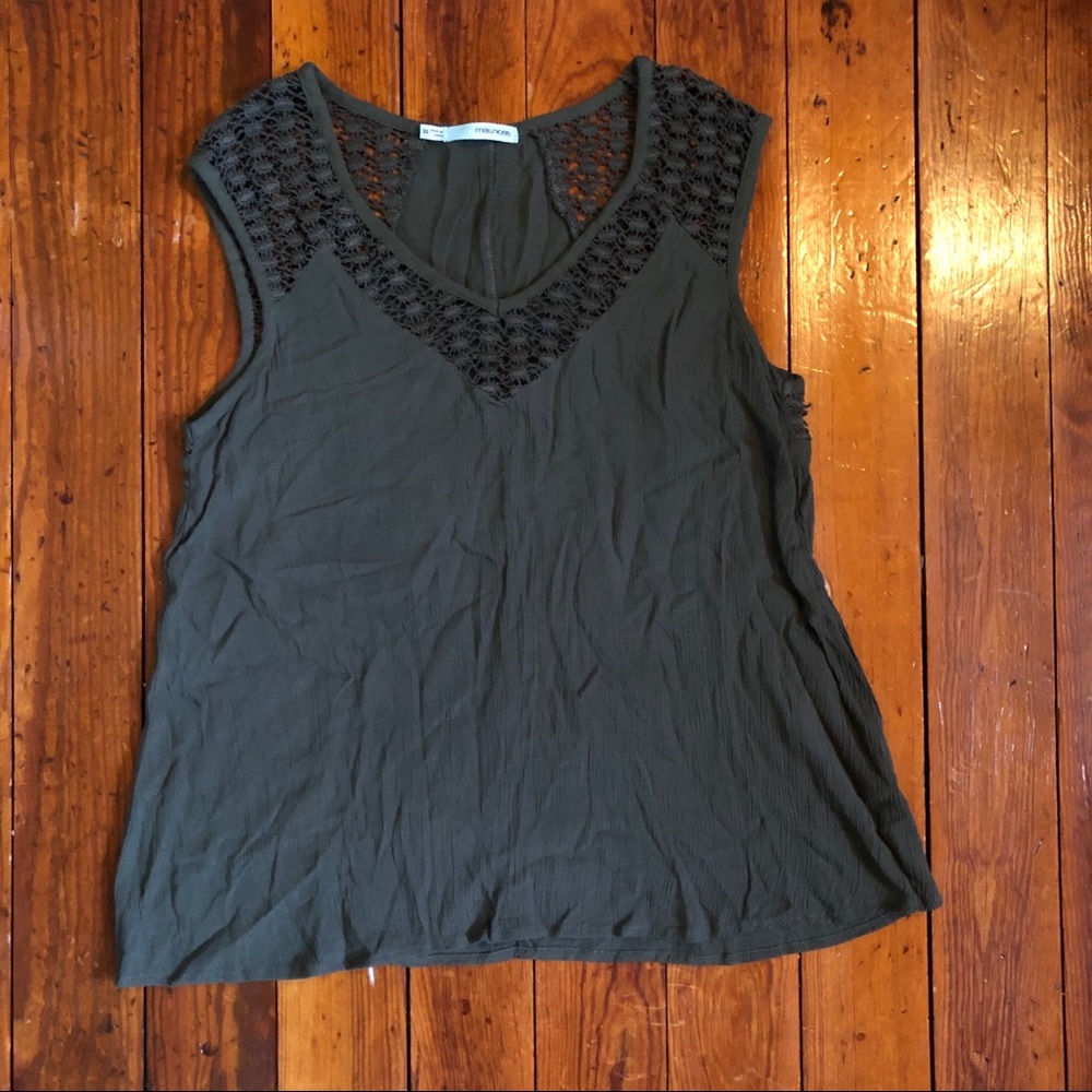 Maurices Olive Crochet-Like Tank
